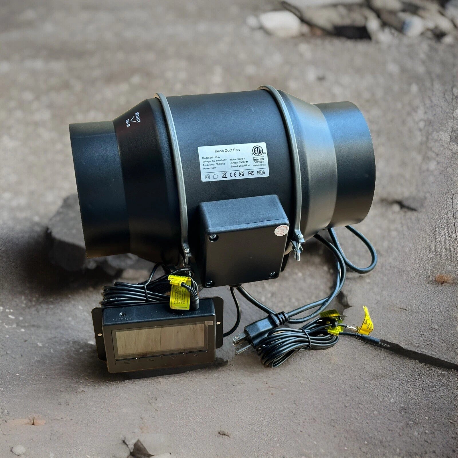 Quiet 6” Exhaust Inline Duct Fan 350CFM W/program Temp Humidity Speed