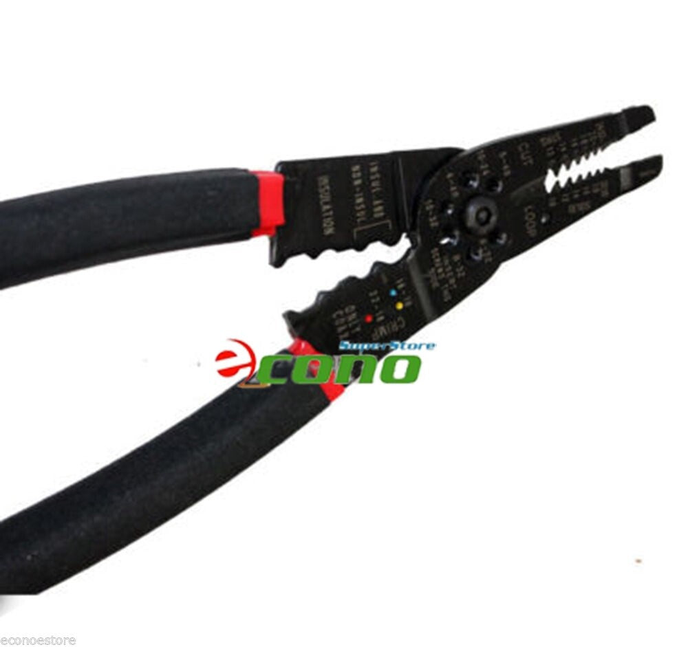 8" Pro Stripper/Crimping Pliers - AWG 12 to 24 by Unbranded