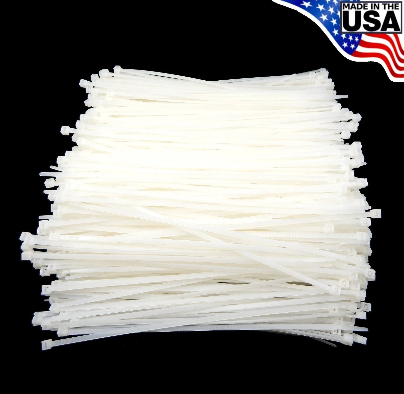Zip Cable Ties 8" 40lbs Natural White Made In Usa Nylon Wire Tie Wraps