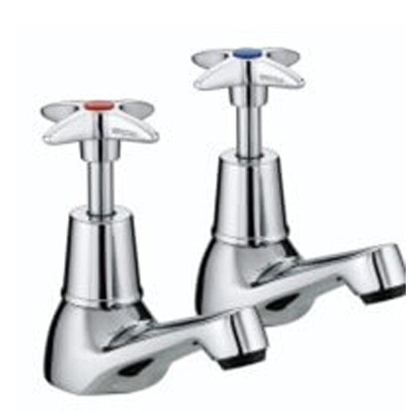 Standard Cross Head Basin Taps Chrome