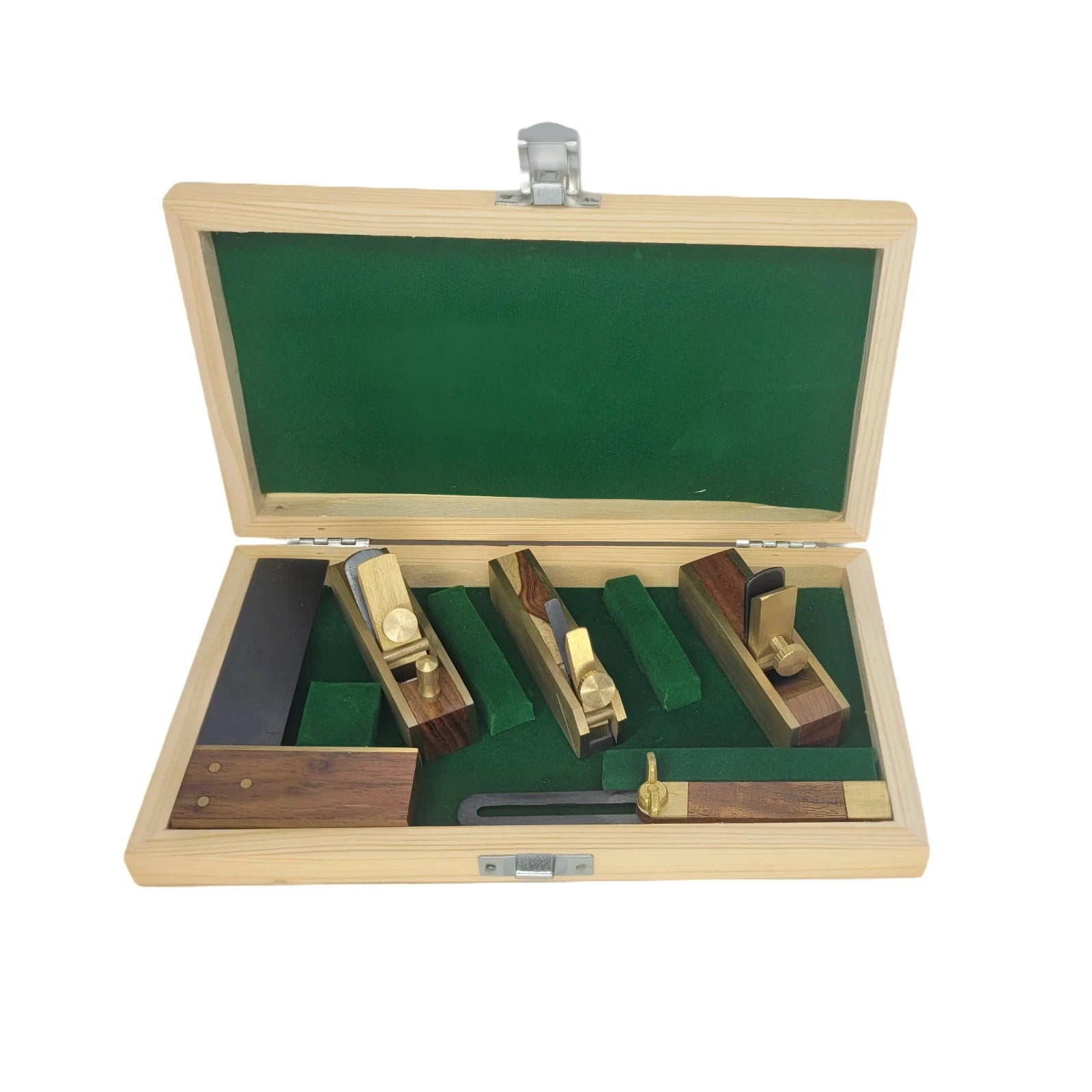 Mini Woodworking Tool Kit – Brass Hand Planes & Adjustable Bevel Set