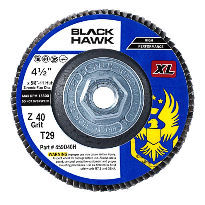 5 Pack - 4.5" x 5/8"-11 XL 60 Grit Zirconia High Density Flap Discs T29 with Hub