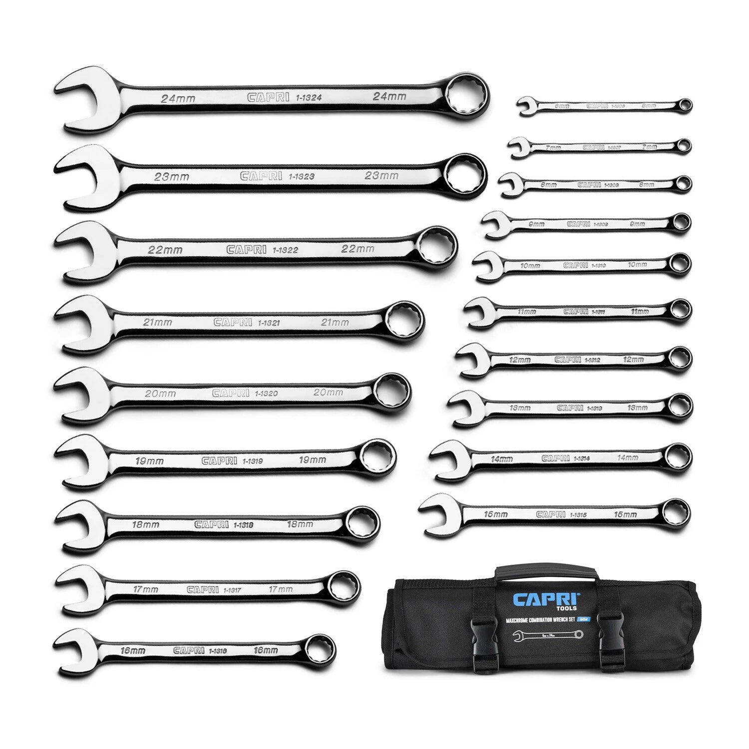 Capri Tools Combination Wrench Set, 19-piece, Metric, Heavy-duty