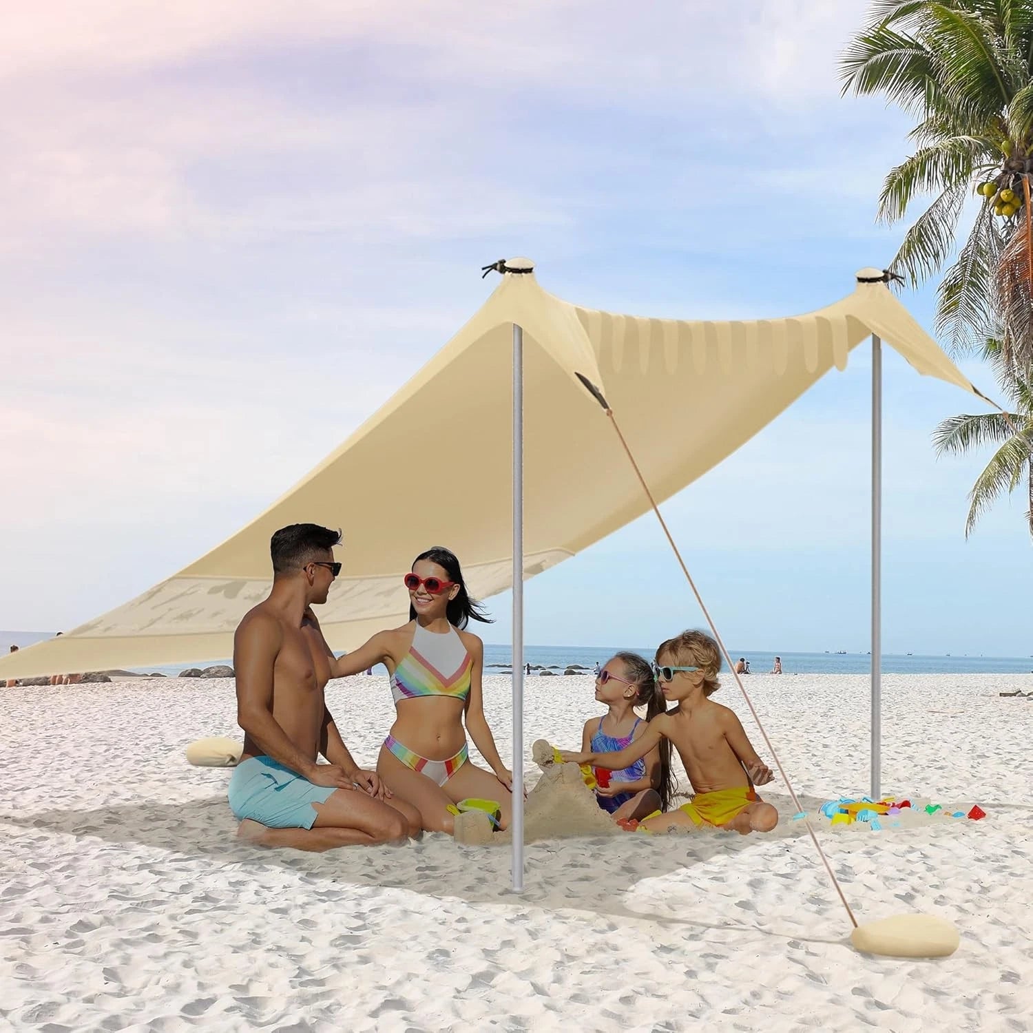 Villey 8x7ft Beach Tent Sun Shelter Upf50+ Protection 5person