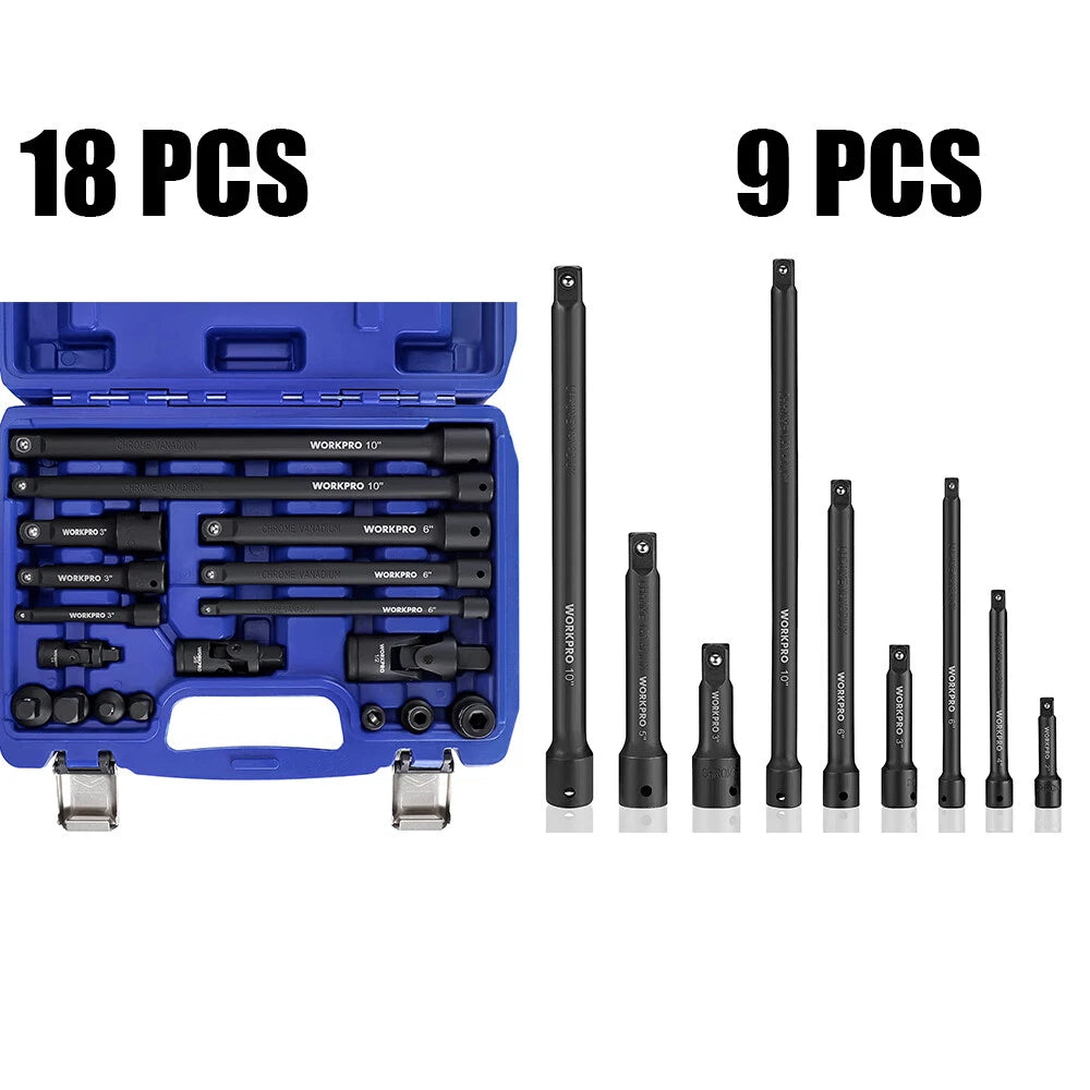 Workpro Impact Driver Extension Bar Set 18-piece/ Drive Socket