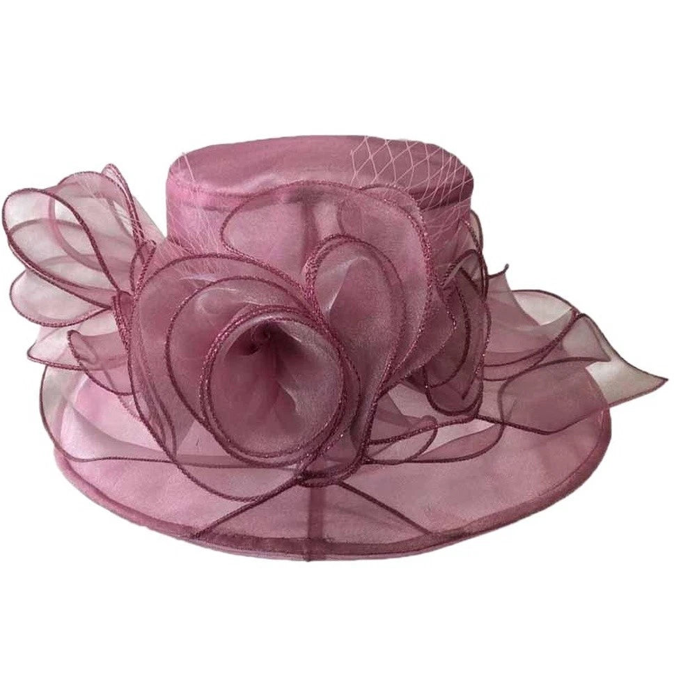 Summer For Womens Sun Hat With 10cm Brim Floral Organza And Mesh