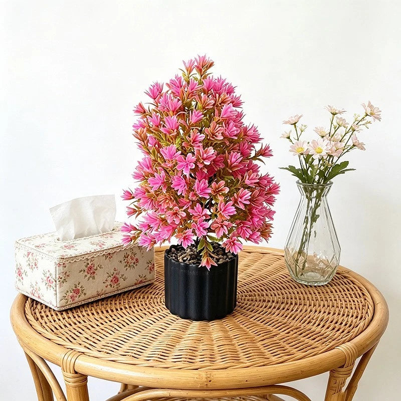 Vibrant 12.4 Inch Artificial Flowering Tree In Black Pot For Home