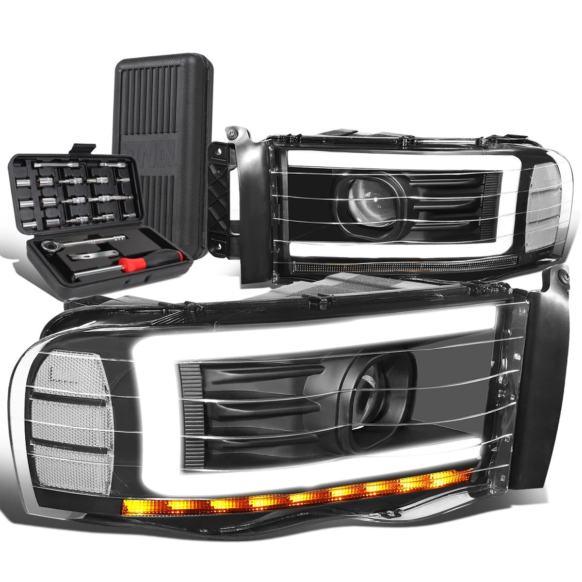 For 2002-2005 Dodge Ram Led Drl Tube Black Clear | Built Supply Co
