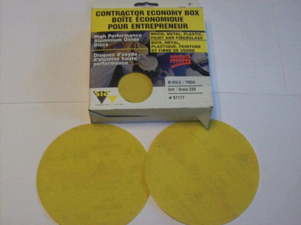25 Siafast 5" Hook & Loop Sanding Discs No Hole 220grit