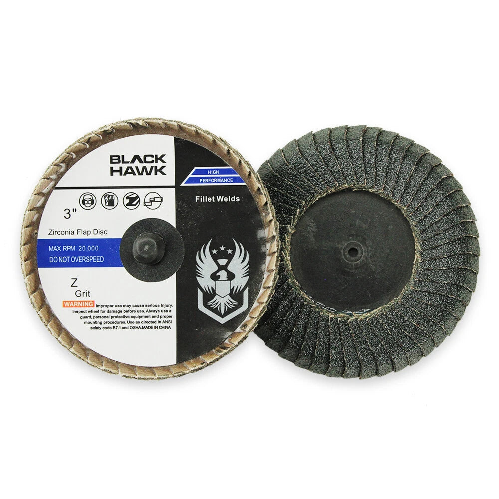 100 Pack - 3" Inch Quick Change Zirconia Curved Edge Fillet Weld Flap Discs
