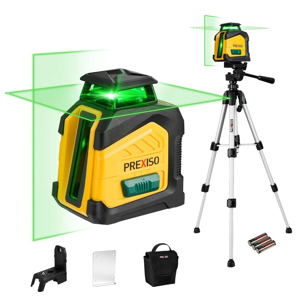 Prexiso 360° Laser Levels Tripod 100ft Dual Power Self Leveling Cross