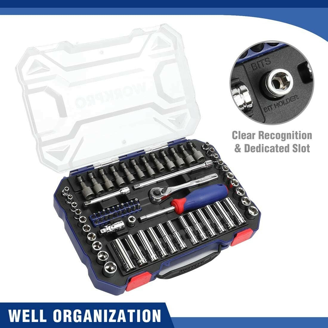 70PCS 1/4" Drive Socket Set Quick-Release Metric SAE