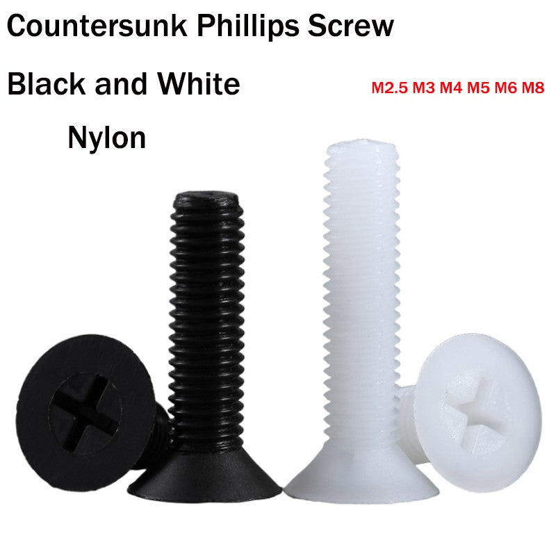 Countersunk Nylon Screws M2.5-M6
