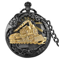 Uncommon Musical Movement Pocket Watch Train Case Quartz Fob Watches