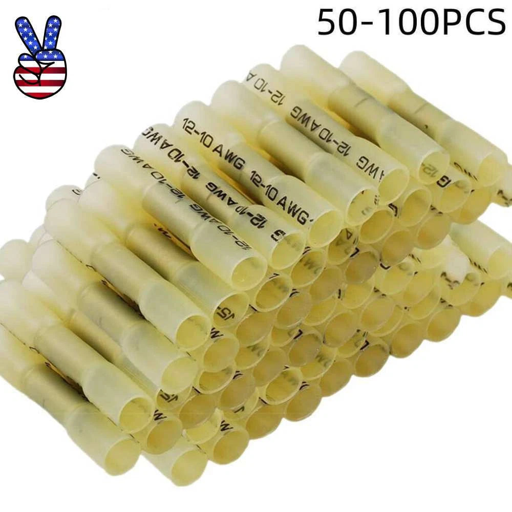 Waterproof Heat Shrink Butt Wire Connectors Crimp Terminals Awg10-12