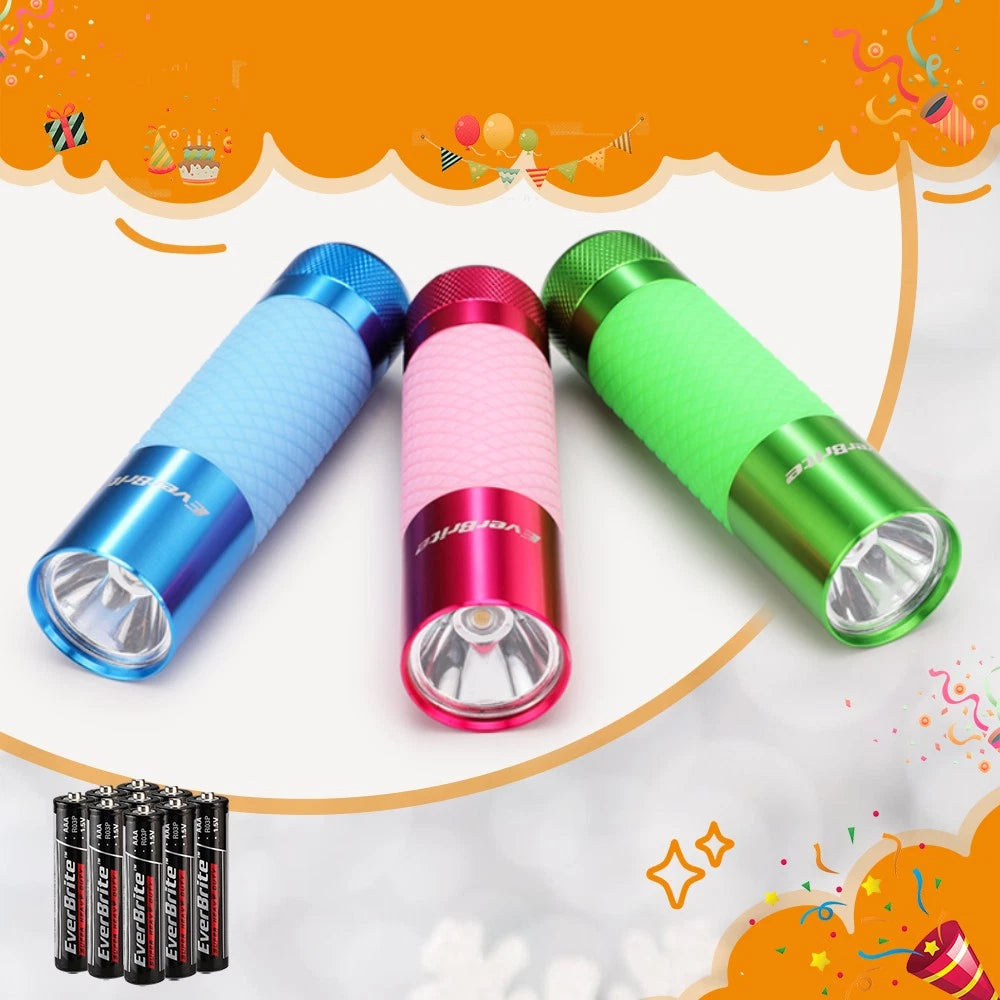 EverBrite 3-Pack Aluminum LED Flashlight 9XAAA Batteries Glow in Dark Flashlight