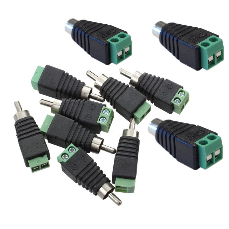 RCA Screw Terminal Connector Video Audio CCTV Phono Male Female Plug