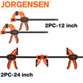Jorgensen 24" One Hand Clamp/Spreader E-Z Hold/2-Pack 12" One-Handed Bar F Clamp