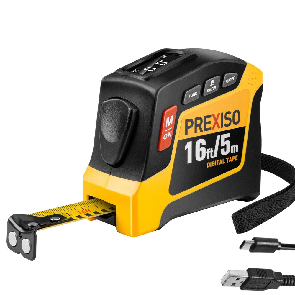 PREXISO 2-in-1 Digital Tape Measure 16Ft