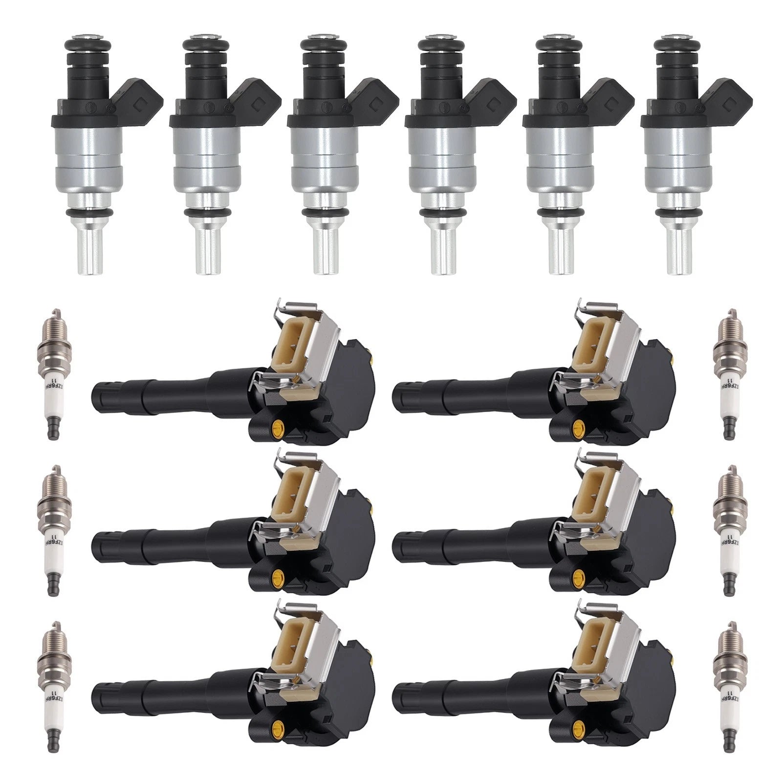 6x Fuel Injectors Ignition Coils Iridium Spark Plugs for BMW 325i 2.5L 2001-2002