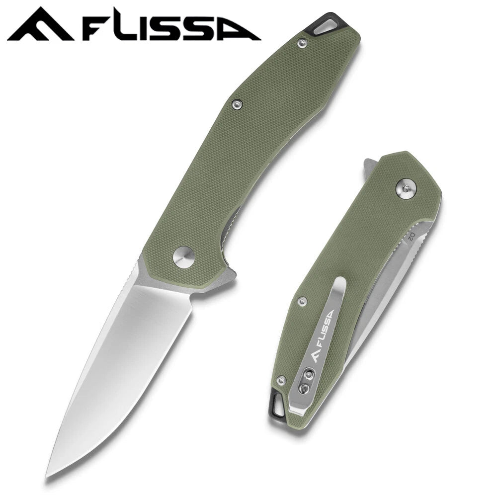 Flissa Folding Pocket Tactical Knife D2 Blades Liner Lock W/g10
