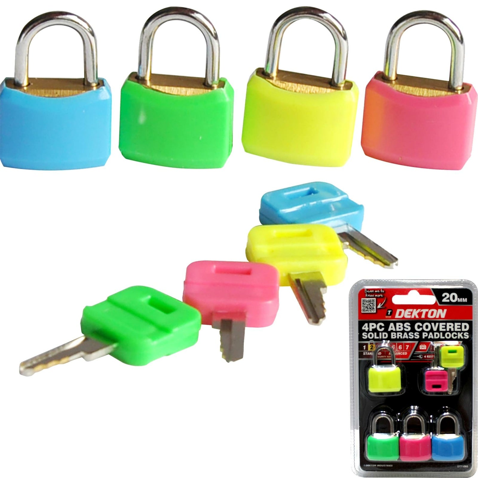 Dekton 4pc ABS Covered Shackle Padlock Set