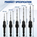 Workpro 5-pack Countersink Drill Bit Set M2 Hss Adjustable With