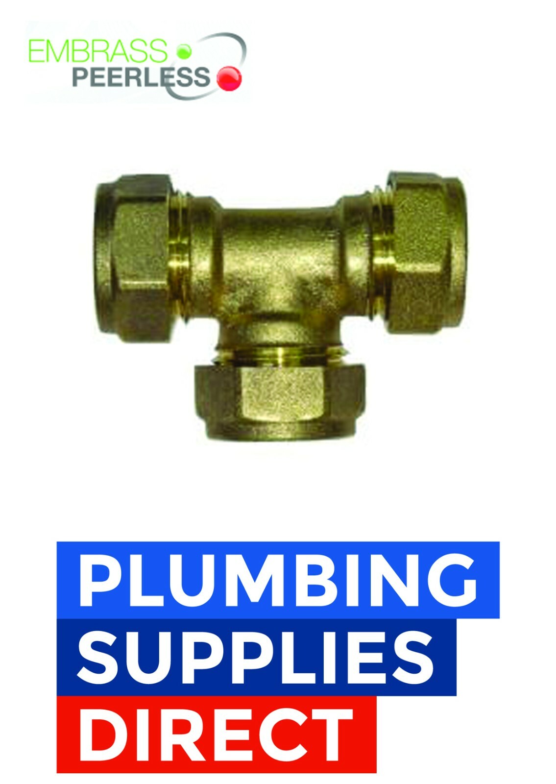 Embrass Peerless Compression Brass Tee - 28mm