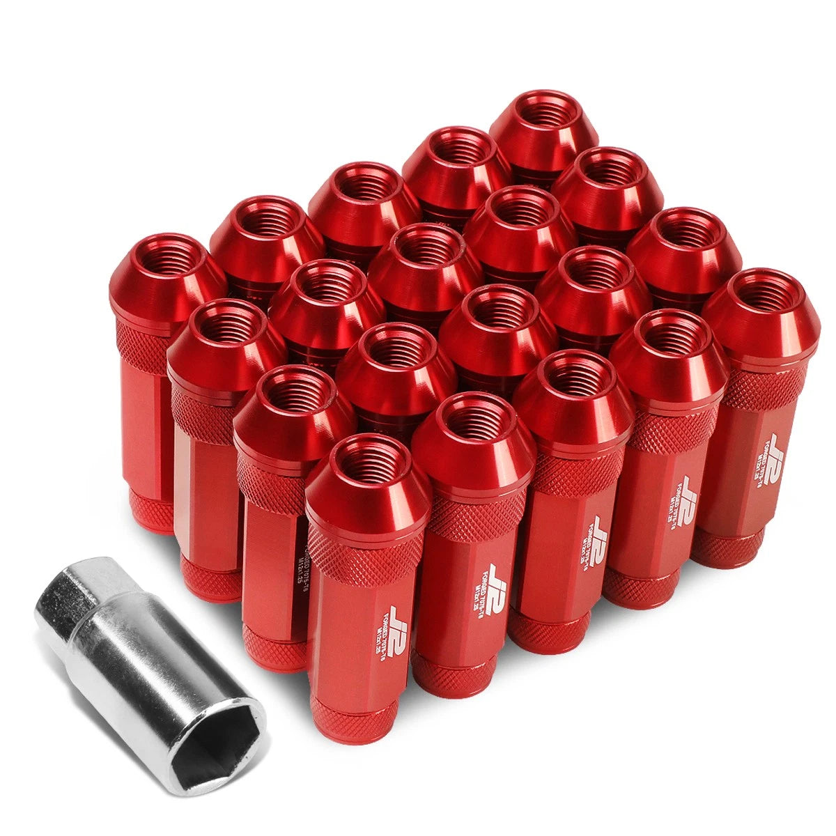 J2 7075 Forged Aluminum M12x1.25 7cm Open-end Lug Nut Set W/ Adapter