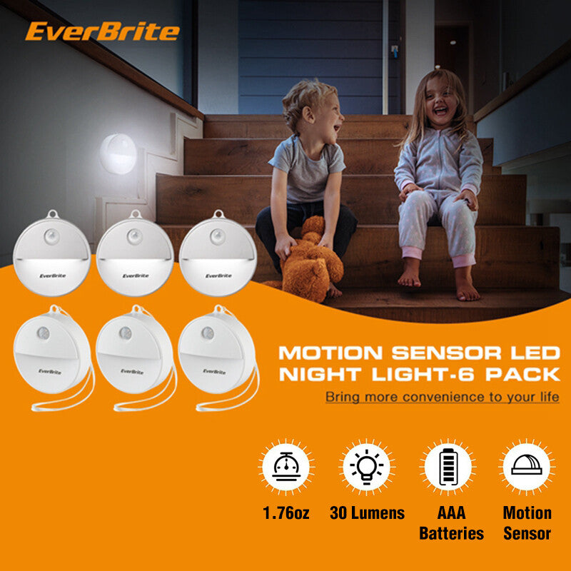 EverBrite 6-Pack LED Motion Sensor Night Light Automated On&Off w/18