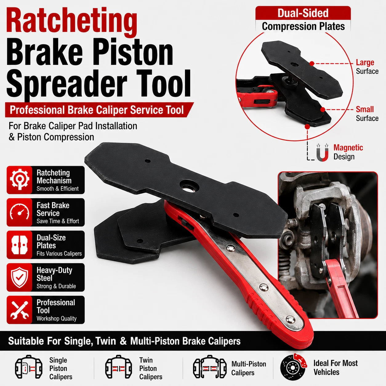 Ratcheting Brake Piston Spreader Wrench Caliper Pad | Built Supply Co
