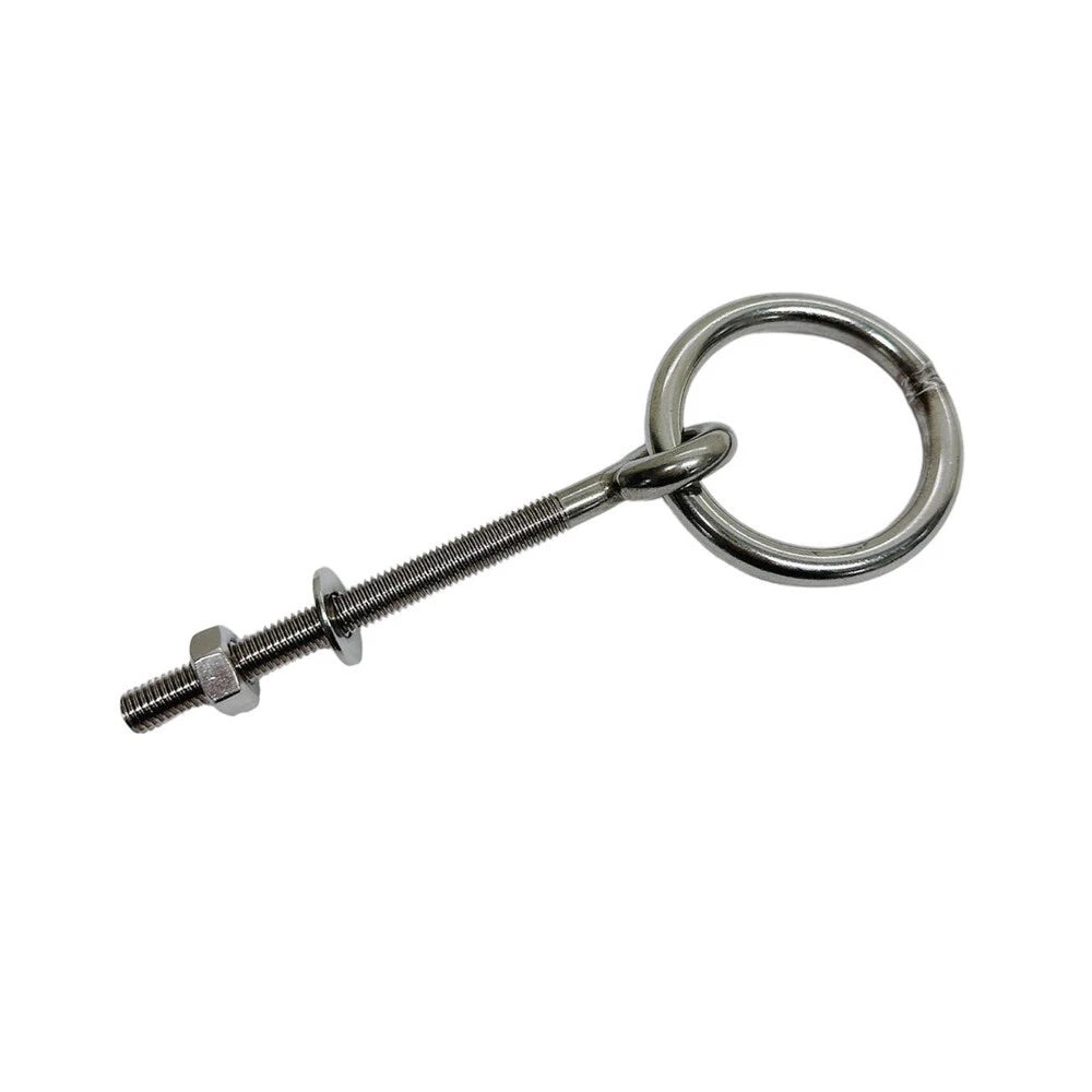 Stainless Steel T304 1/4" Shoulder Ring Eye Bolt, 1-3/8" Diameter