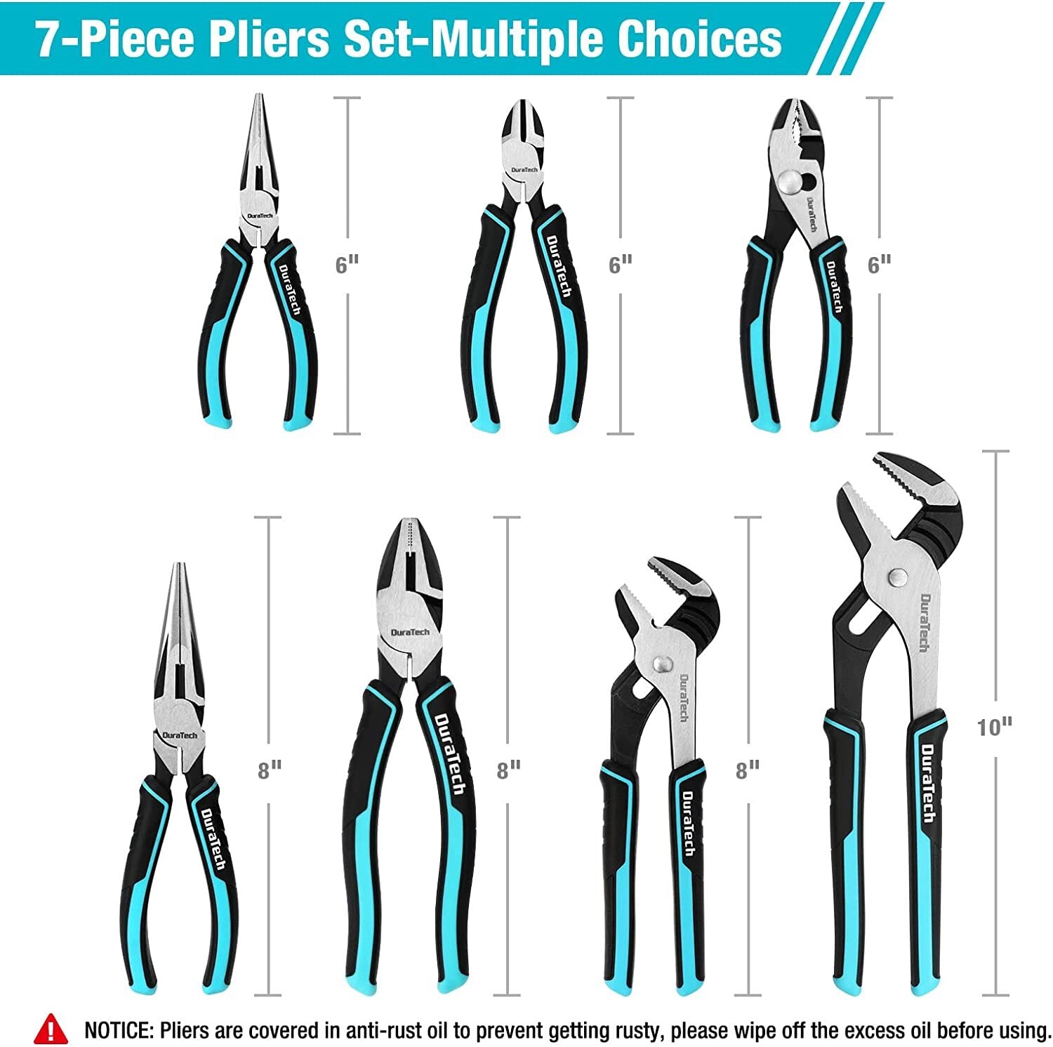 DURATECH 7-Piece Pliers Set with Rolling Pouch by DURATECH