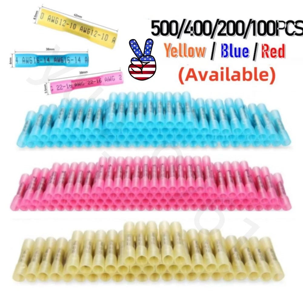500- Waterproof Heat Shrink Butt Wire Splice Connector Crimp Terminal
