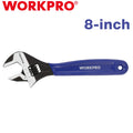 WORKPRO 8" Adjustable Wrench Wide Jaw Black Oxide Wrench Cushion Grip Metric SAE