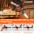 Jorgensen 6" Spreader/Bar Clamp Set 4 Pack One-Hand Light Duty E-Z Hold Clamp US