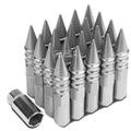 M12x1.5 107mm Tall 20mm Od Silver Aluminum Jdm Spike Cap Lug