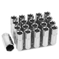 Open End M12x1.25 60mm Tall 25mm Od Silver Hexagon Jdm Lug
