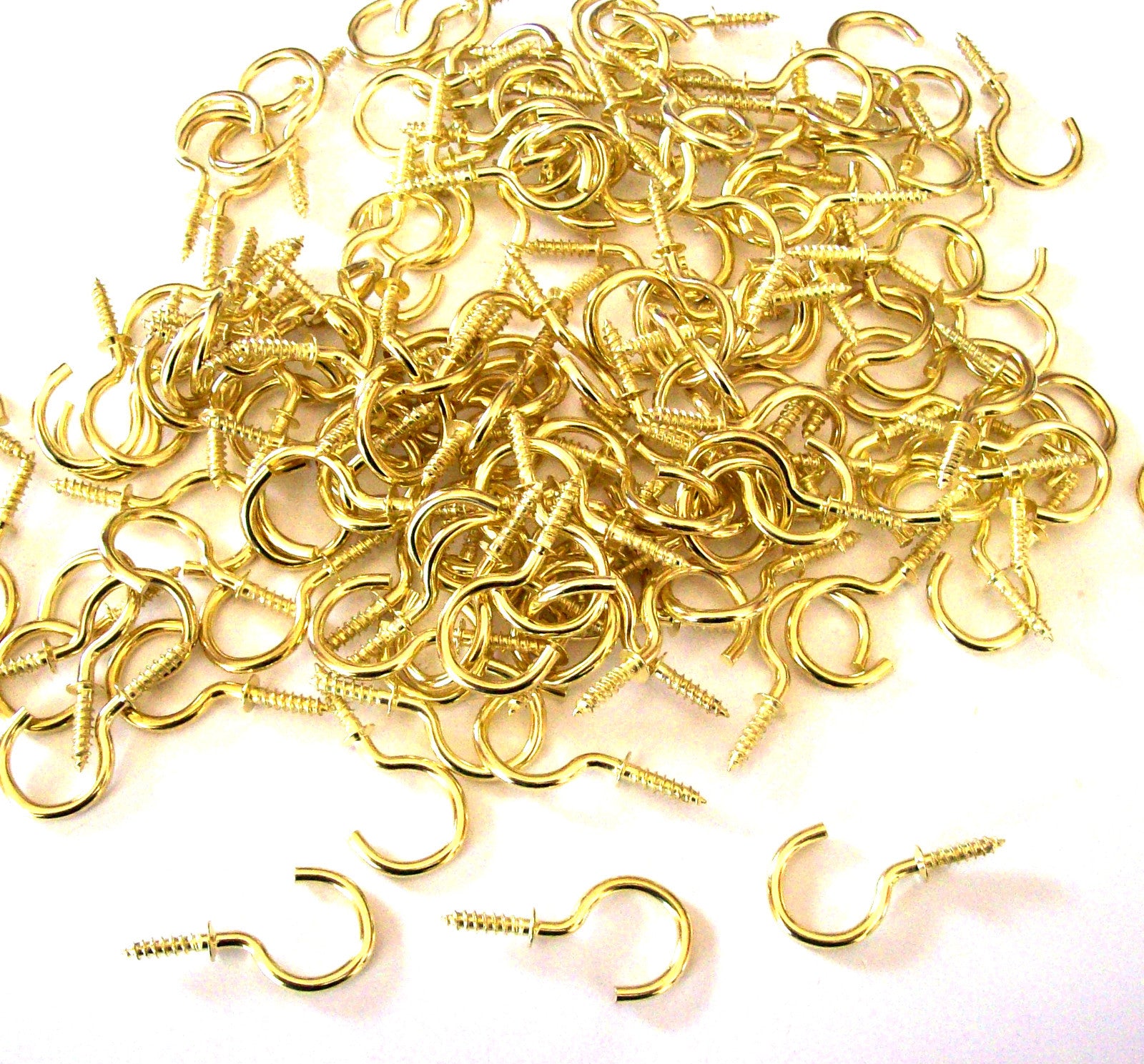 Brass Plated Cup Hooks 1"