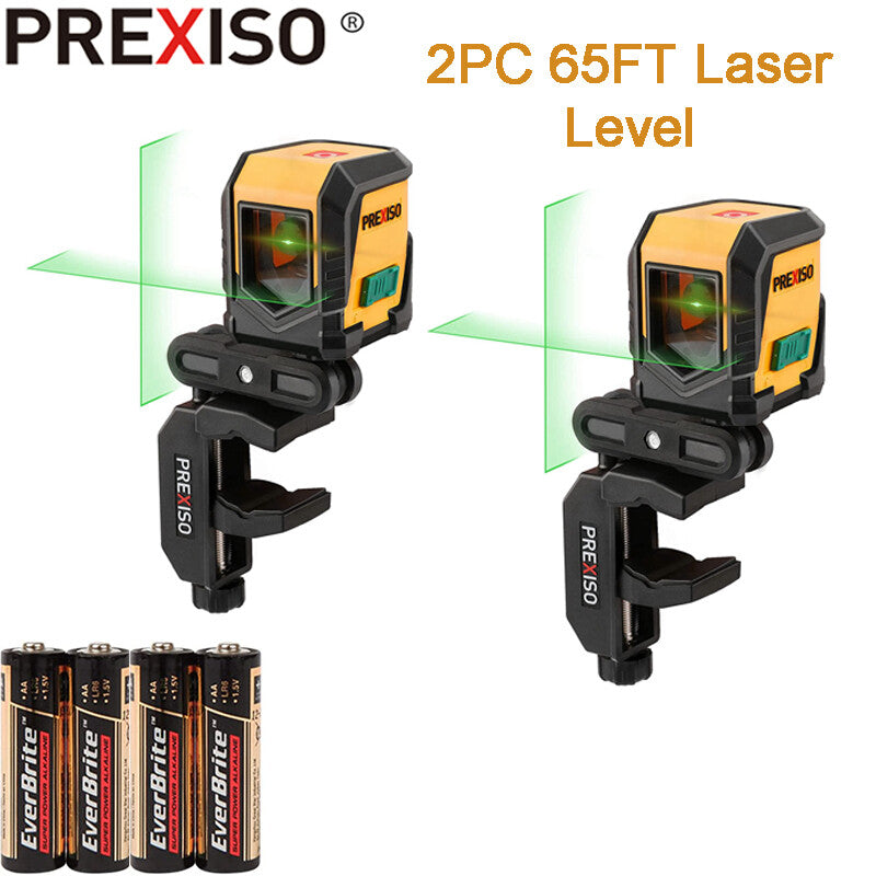 REXISO Self Leveling Cross Line Laser Level 2PC 65FT LED Indicator