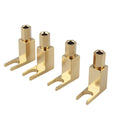 4* Gold Plated Copper Spade Fork Banana Plugs Connector For Hifi