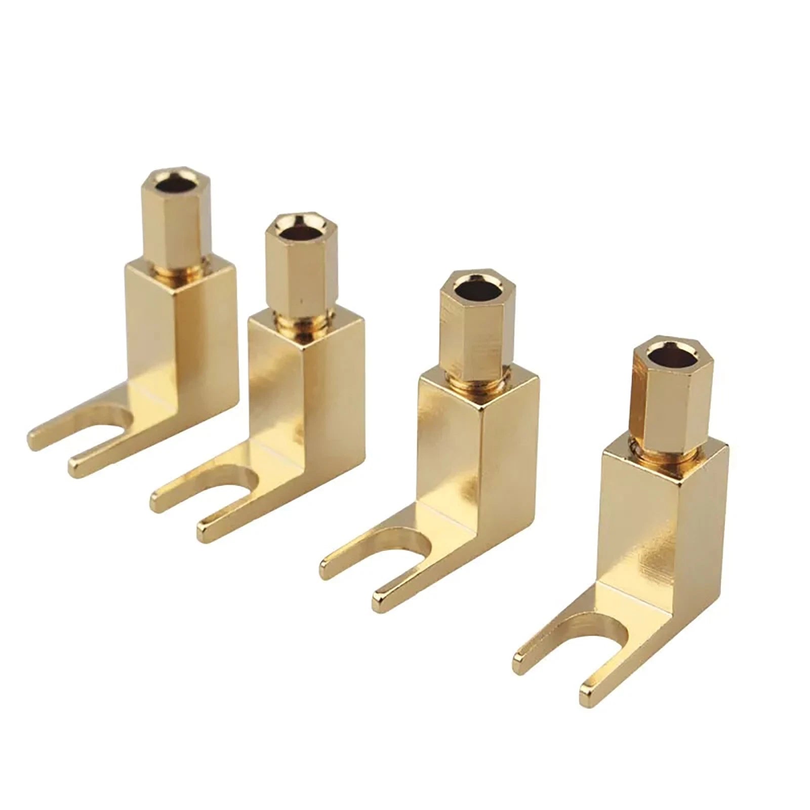 4* Gold Plated Copper Spade Fork Banana Plugs Connector For Hifi