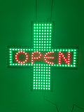 19" x19" Pharmacy Dispensary Window Display LED OPEN Sign Green Medical Cross