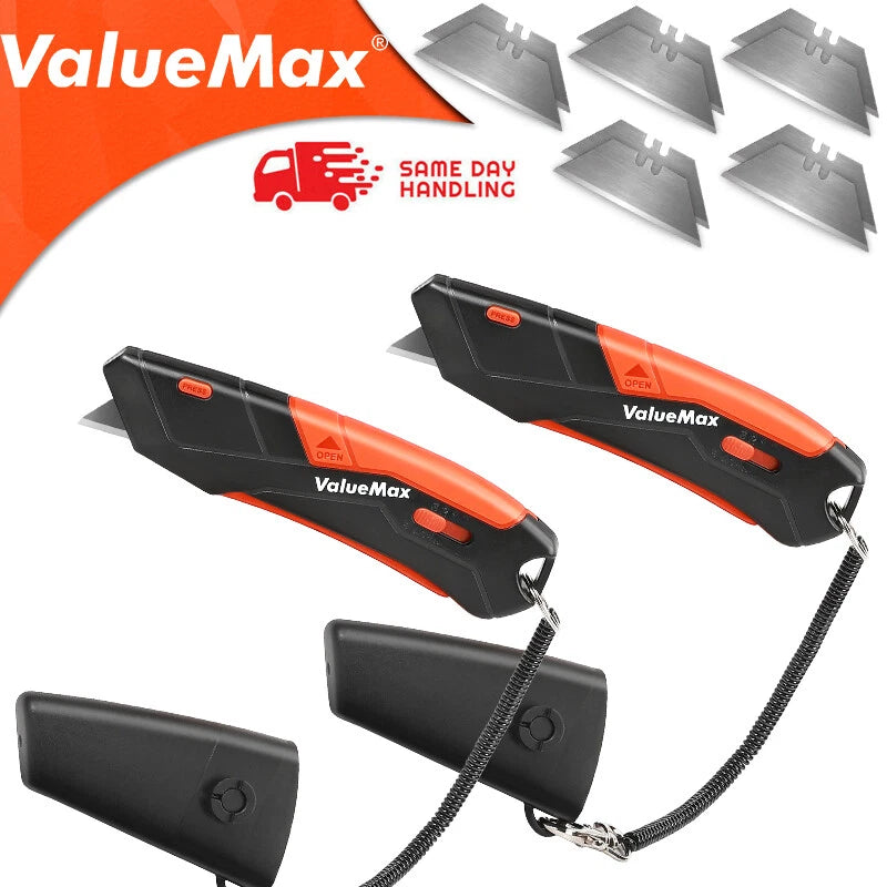 Valuemax 2-pack Utility Knife Box Cutter Quick Release Locking Blade