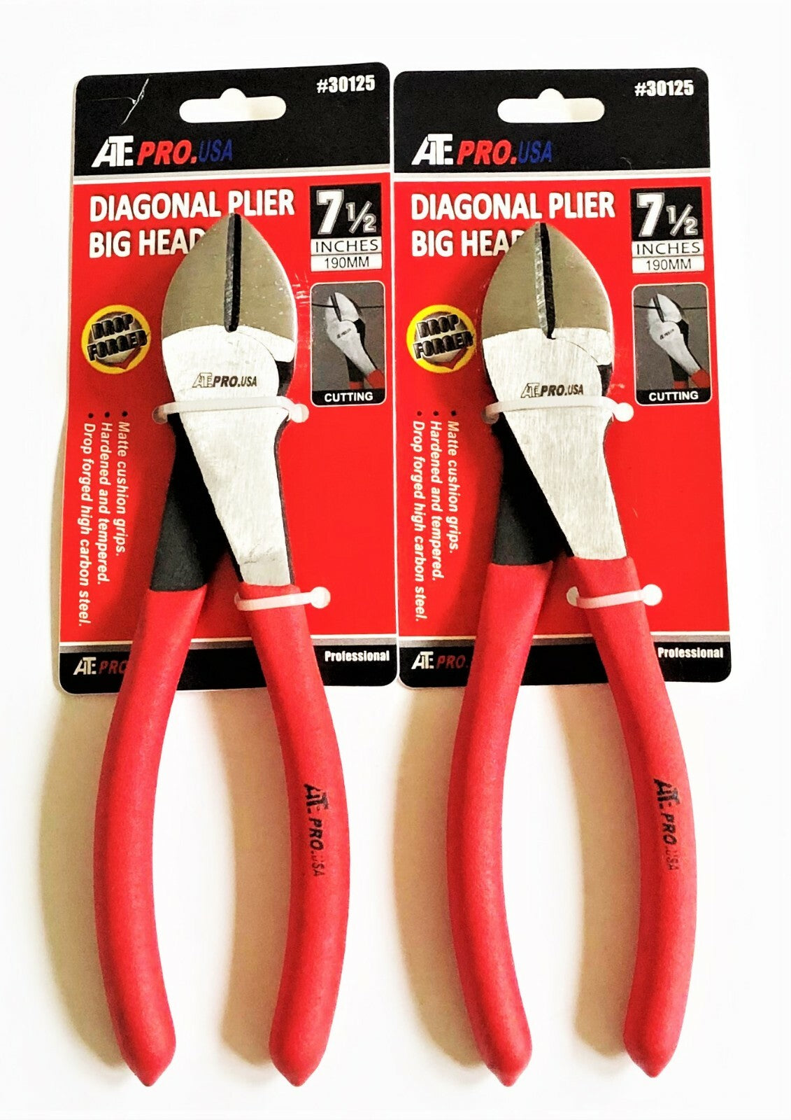 2 ATE PRO 7-1/2" WIDE HEAD DIAGONAL CUTTERS WIRE CUTTING PLIERS DYKES NOSE 30125