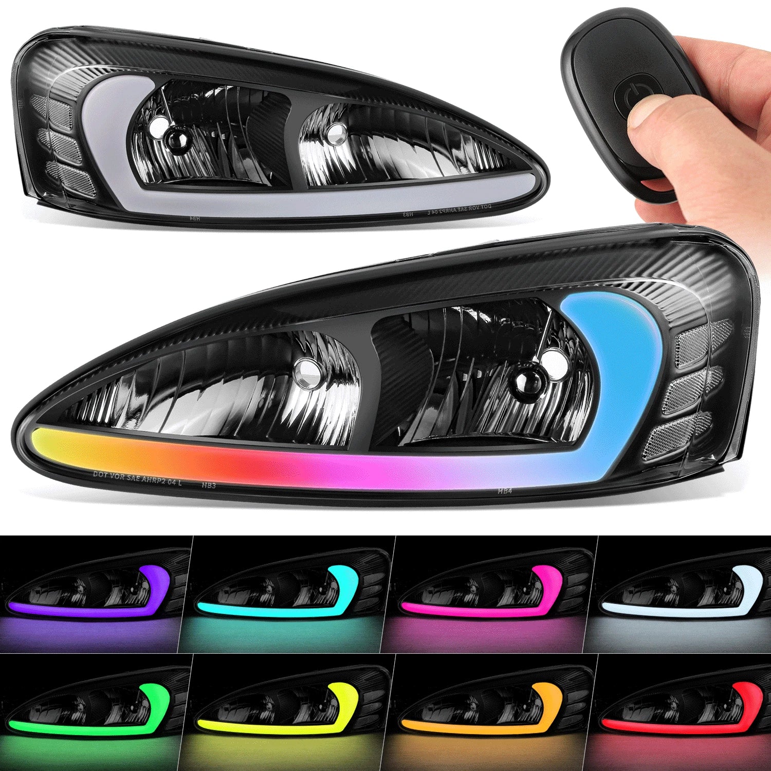 Fit 04-08 Pontiac Grand Prix 3d Led Bar Black Housing Clear Corner