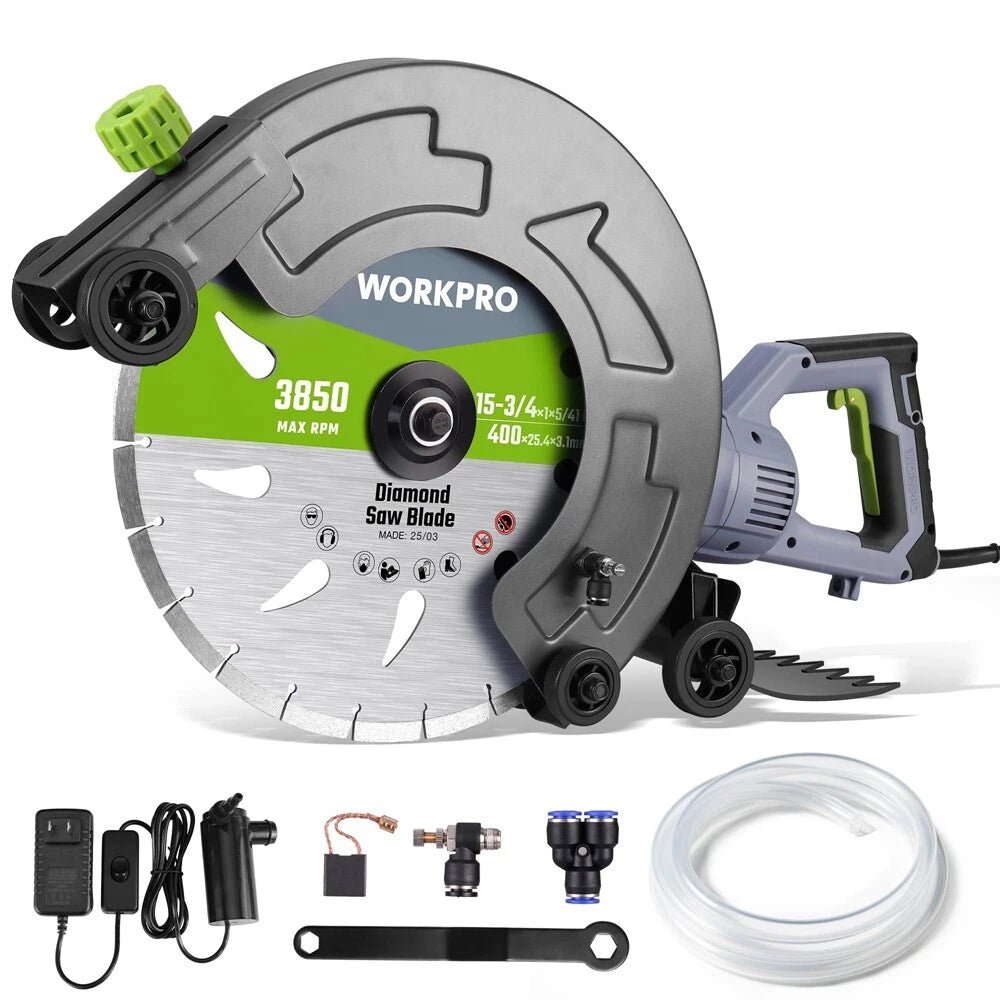 Workpro 16 Inch Wet Concrete Saw With Water Cutting Attachment For