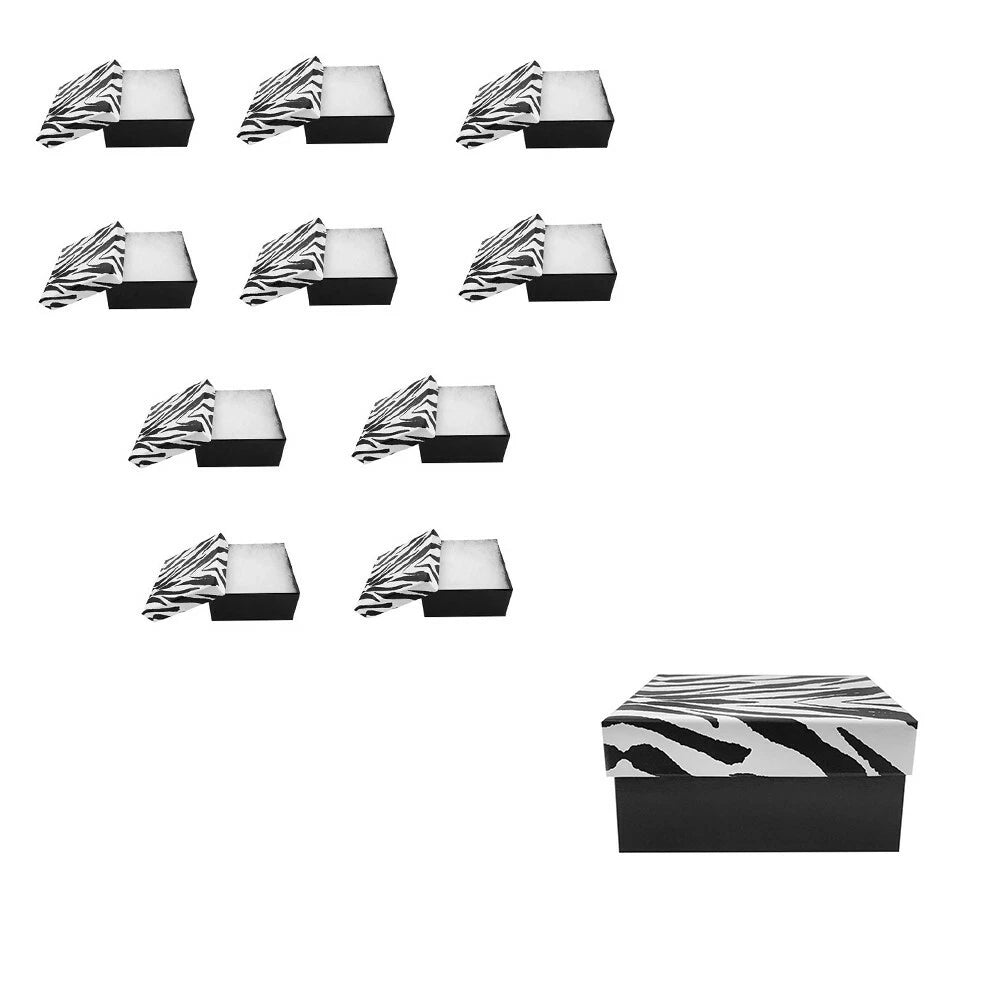 Zebra Jewelry Gift Boxes Cotton Filled Batting 3-3/4'' X 3-3/4''