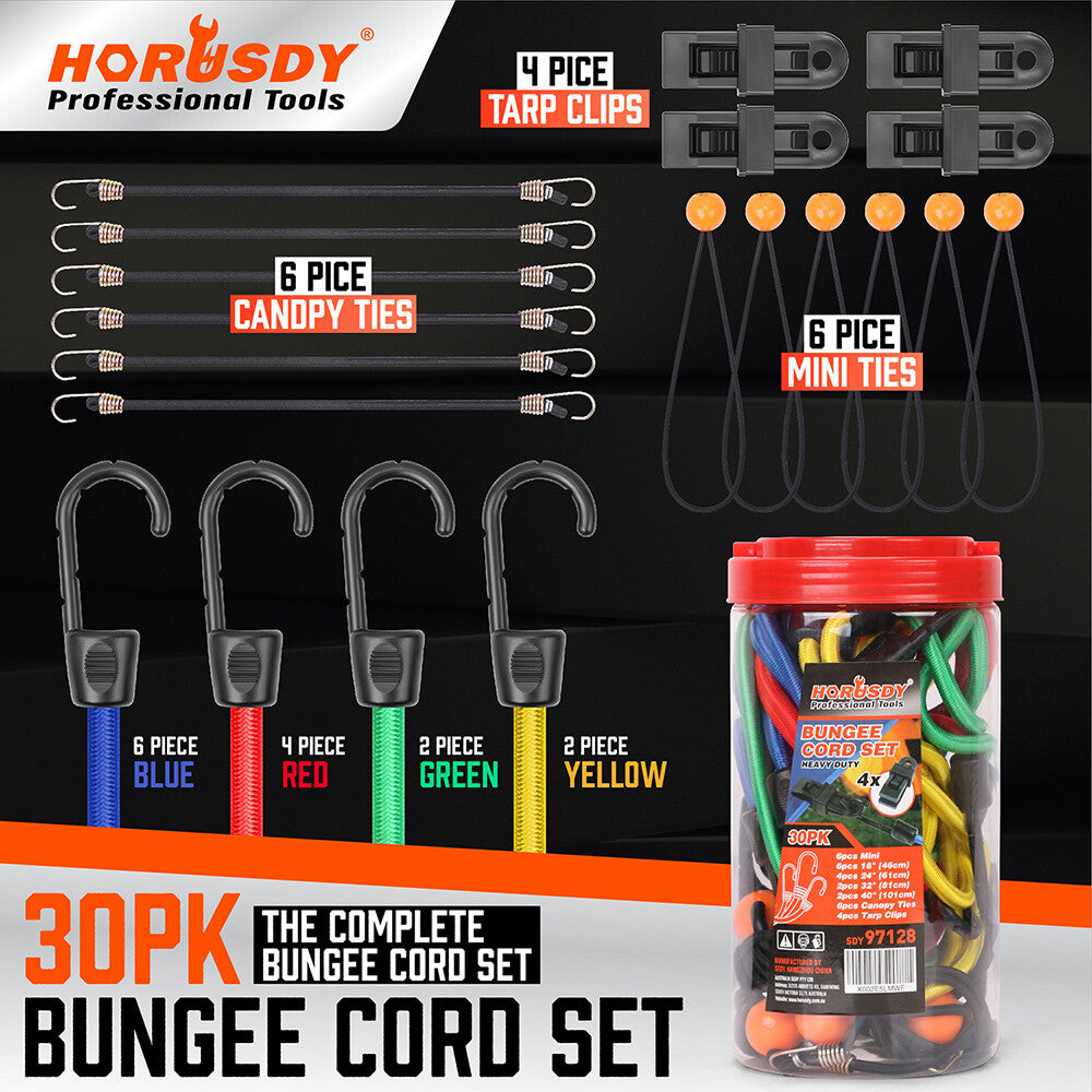 30PC Premium Bungee Cords Assortment Tie Down Straps Canopy Ball 40"