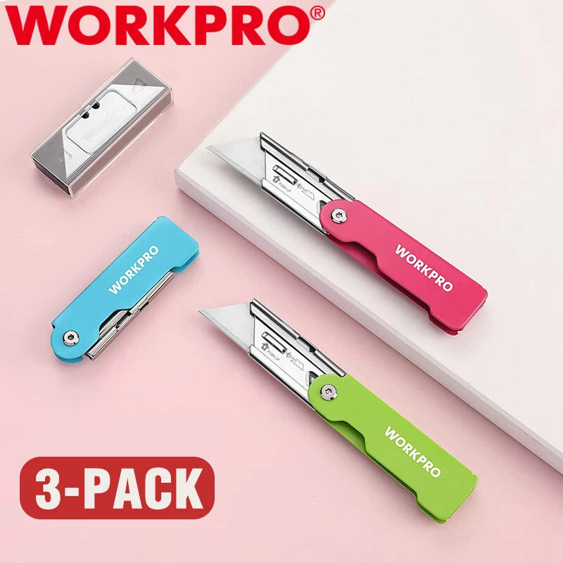 Workpro Compact Folding Utility Knife Box Cutter Clip Pocket Knife 10